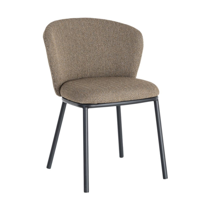 Set 2 scaune dining stofă maro metal negru [12]