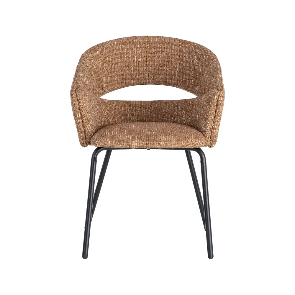 Set 2 scaune dining stofă maro metal negru [3]