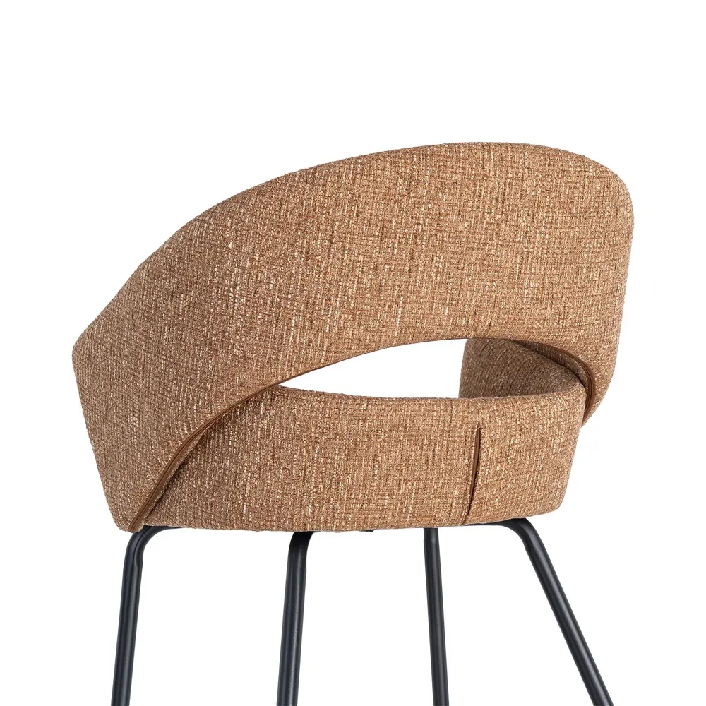 Set 2 scaune dining stofă maro metal negru [10]