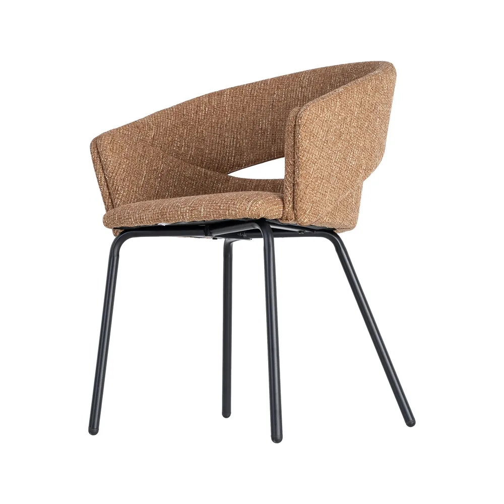 Set 2 scaune dining stofă maro metal negru [5]