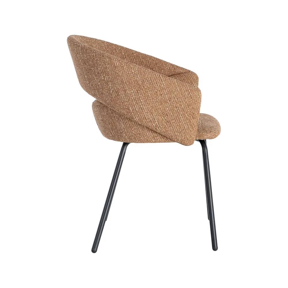 Set 2 scaune dining stofă maro metal negru [4]