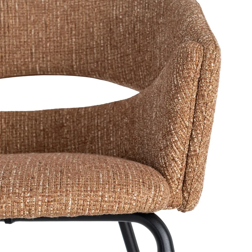 Set 2 scaune dining stofă maro metal negru [7]