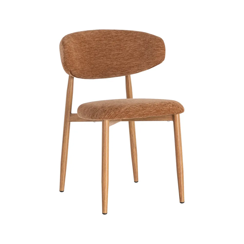 Set 2 scaune dining stofă portocalie metal maro deschis [3]