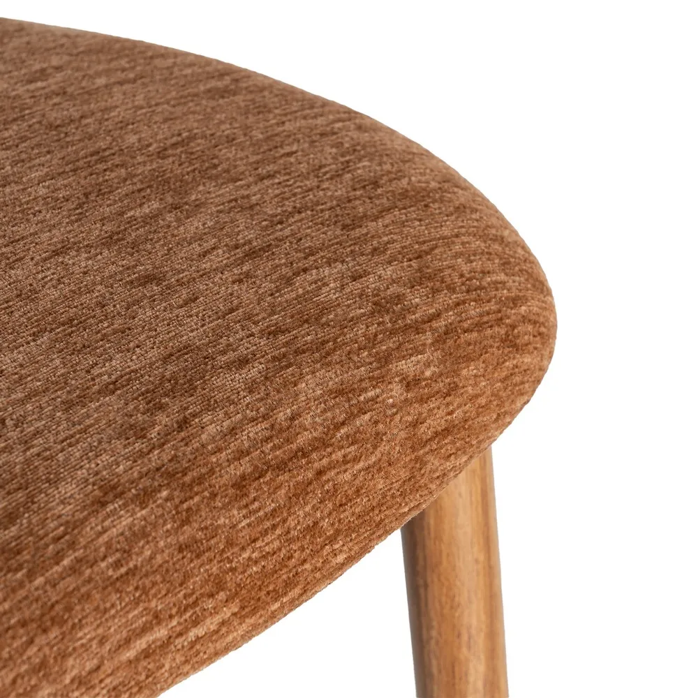 Set 2 scaune dining stofă portocalie metal maro deschis [10]