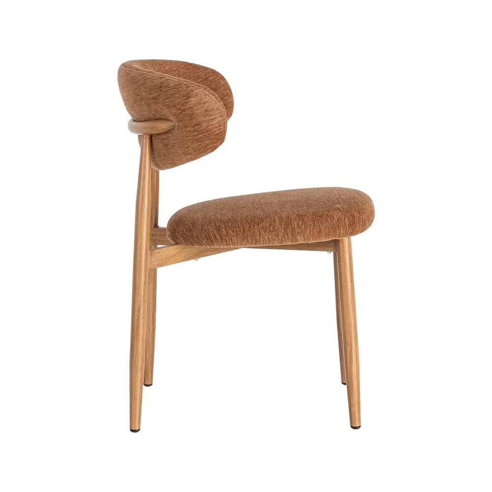 Set 2 scaune dining stofă portocalie metal maro deschis [5]