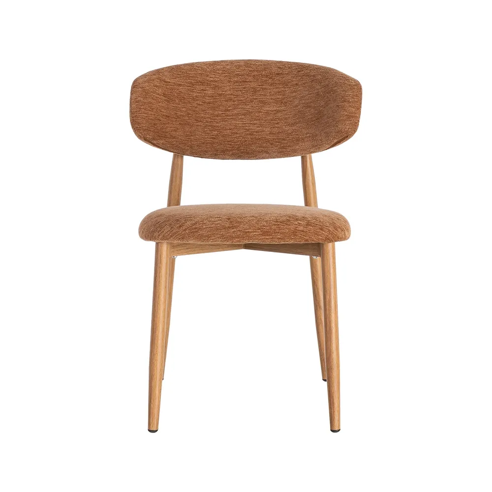 Set 2 scaune dining stofă portocalie metal maro deschis [2]