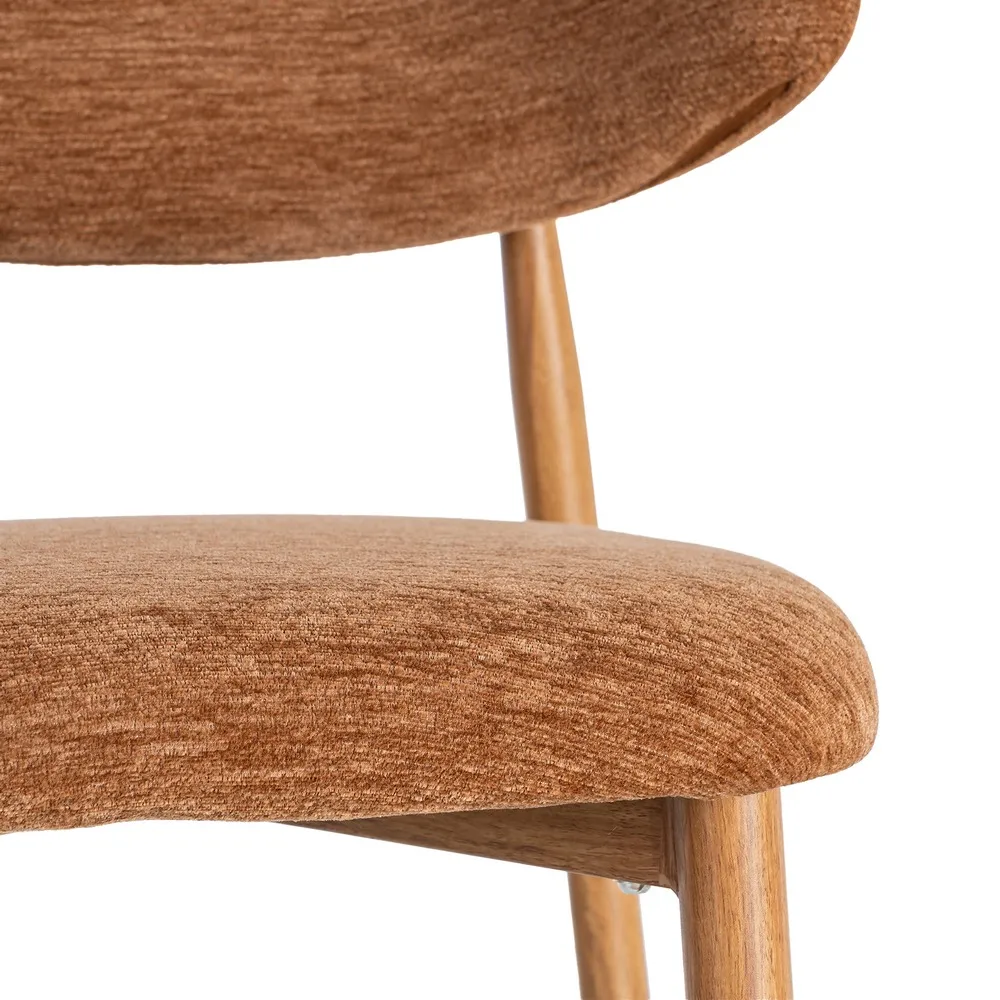 Set 2 scaune dining stofă portocalie metal maro deschis [8]