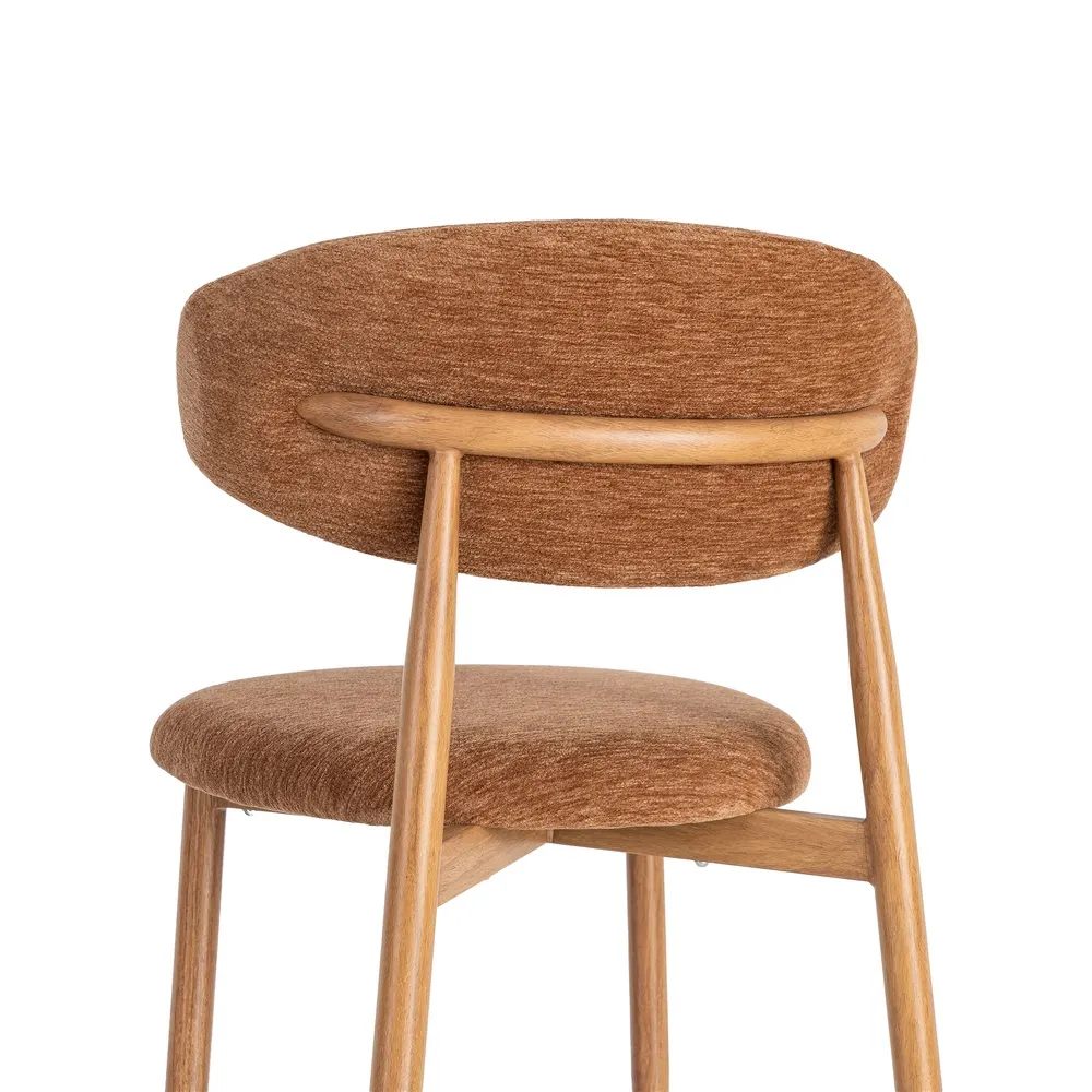 Set 2 scaune dining stofă portocalie metal maro deschis [7]