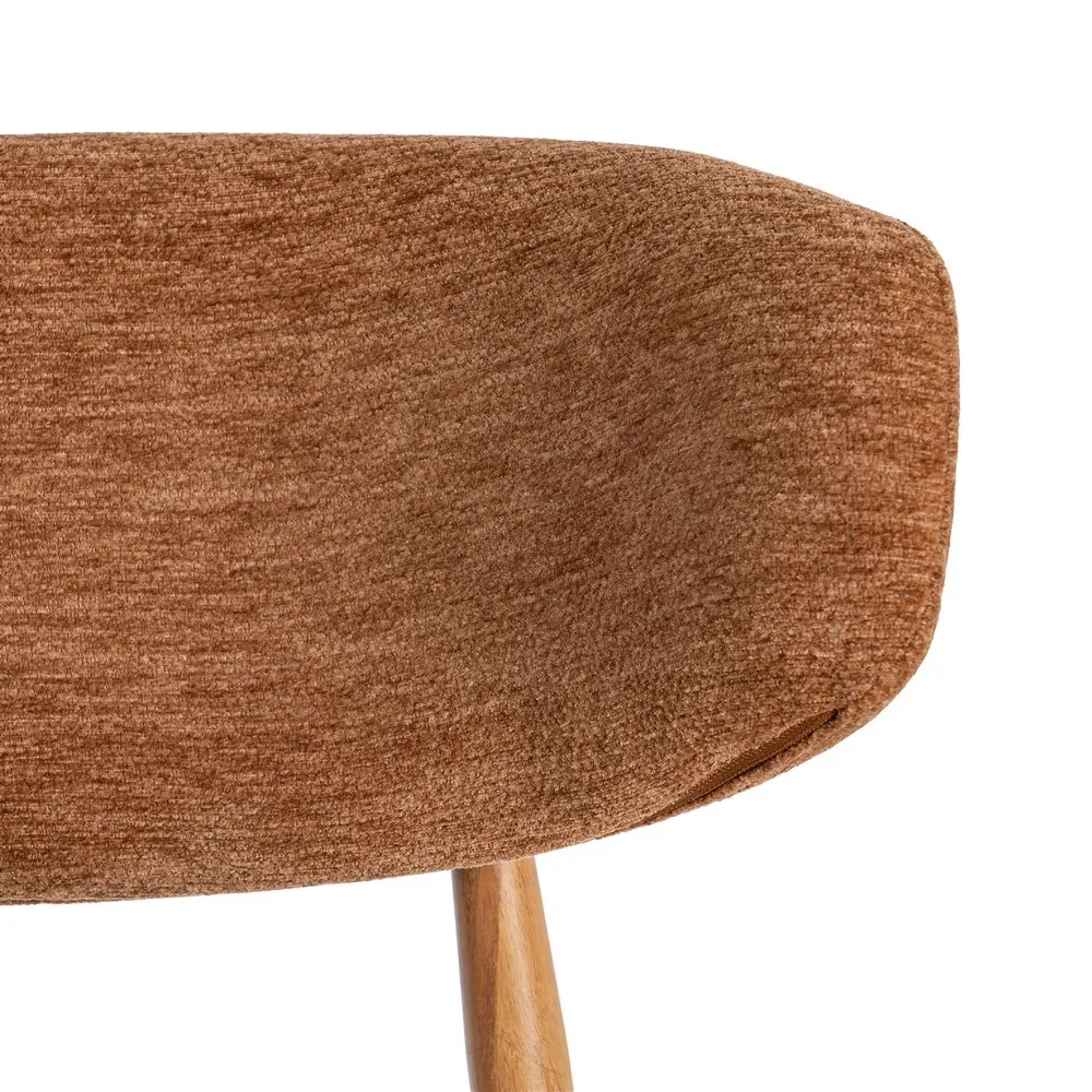 Set 2 scaune dining stofă portocalie metal maro deschis [9]