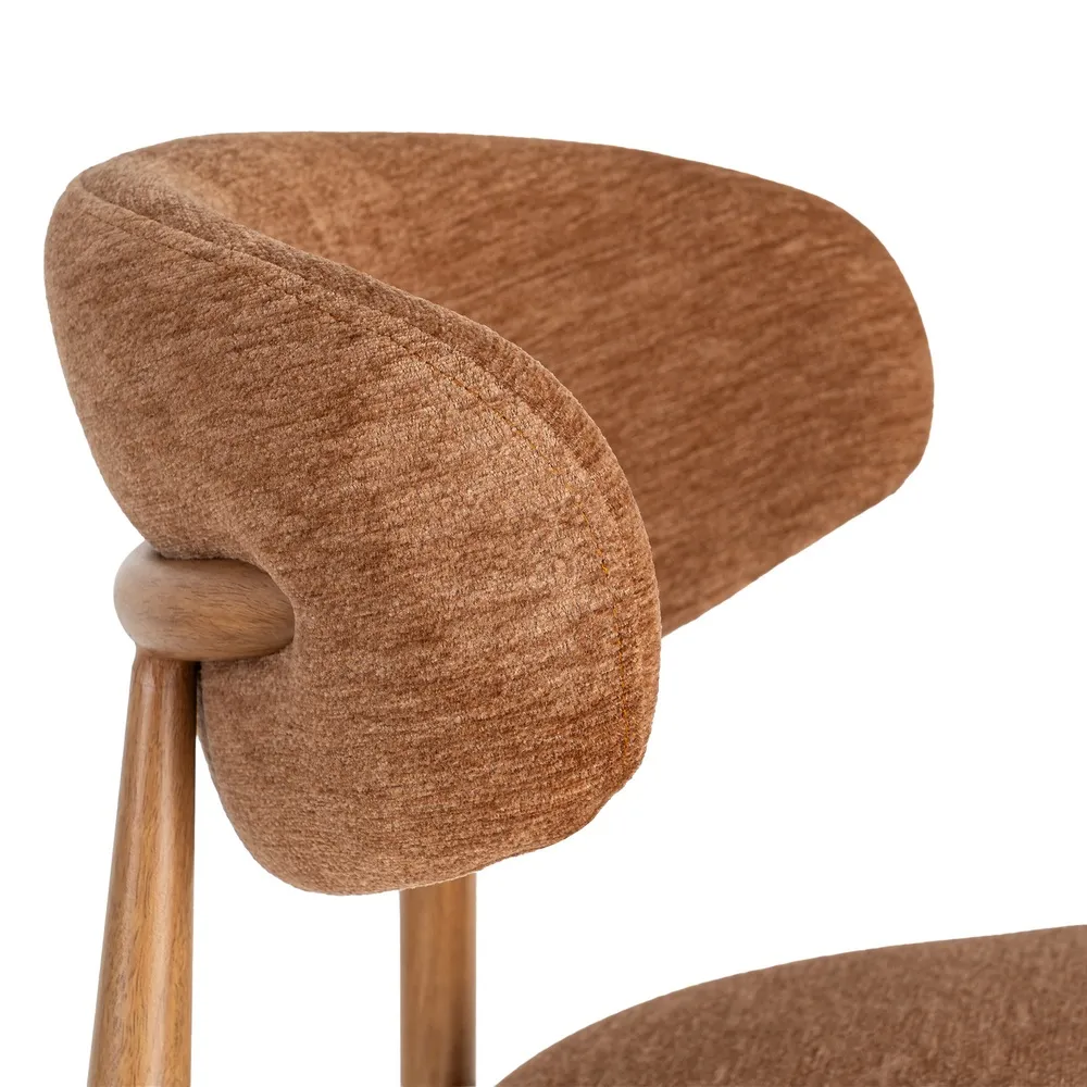 Set 2 scaune dining stofă portocalie metal maro deschis [6]