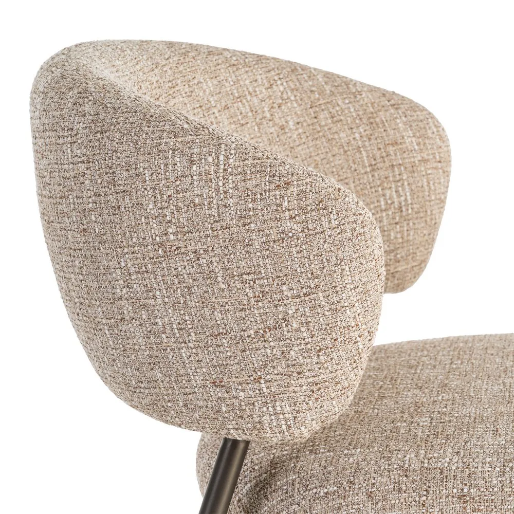 Set 2 scaune dining și Horeca tapițate stofă bej-maro și bază metalică [11]