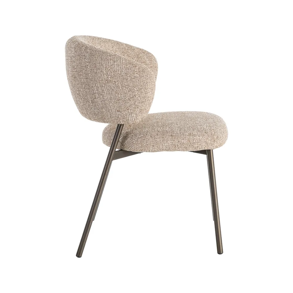 Set 2 scaune dining și Horeca tapițate stofă bej-maro și bază metalică [4]