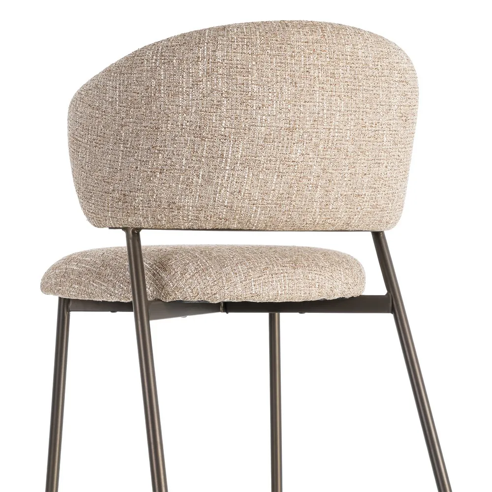 Set 2 scaune dining și Horeca tapițate stofă bej-maro și bază metalică [6]