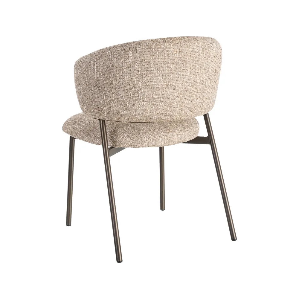 Set 2 scaune dining și Horeca tapițate stofă bej-maro și bază metalică [5]