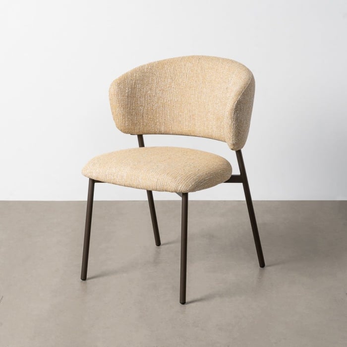 Set 2 scaune dining și Horeca tapițate catifea muștar și bază metalică – fotografie produs principal [1]