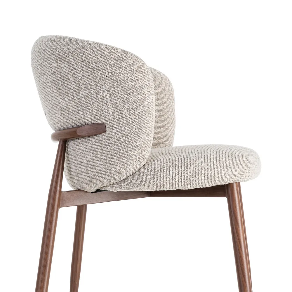 Set 2 scaune dining și Horeca tapițate stofă bej marmorat pe structură metalică [6]