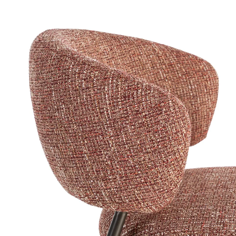 Set 2 scaune dining și Horeca tapițate stofă roșu marmorat și bază metalică [12]