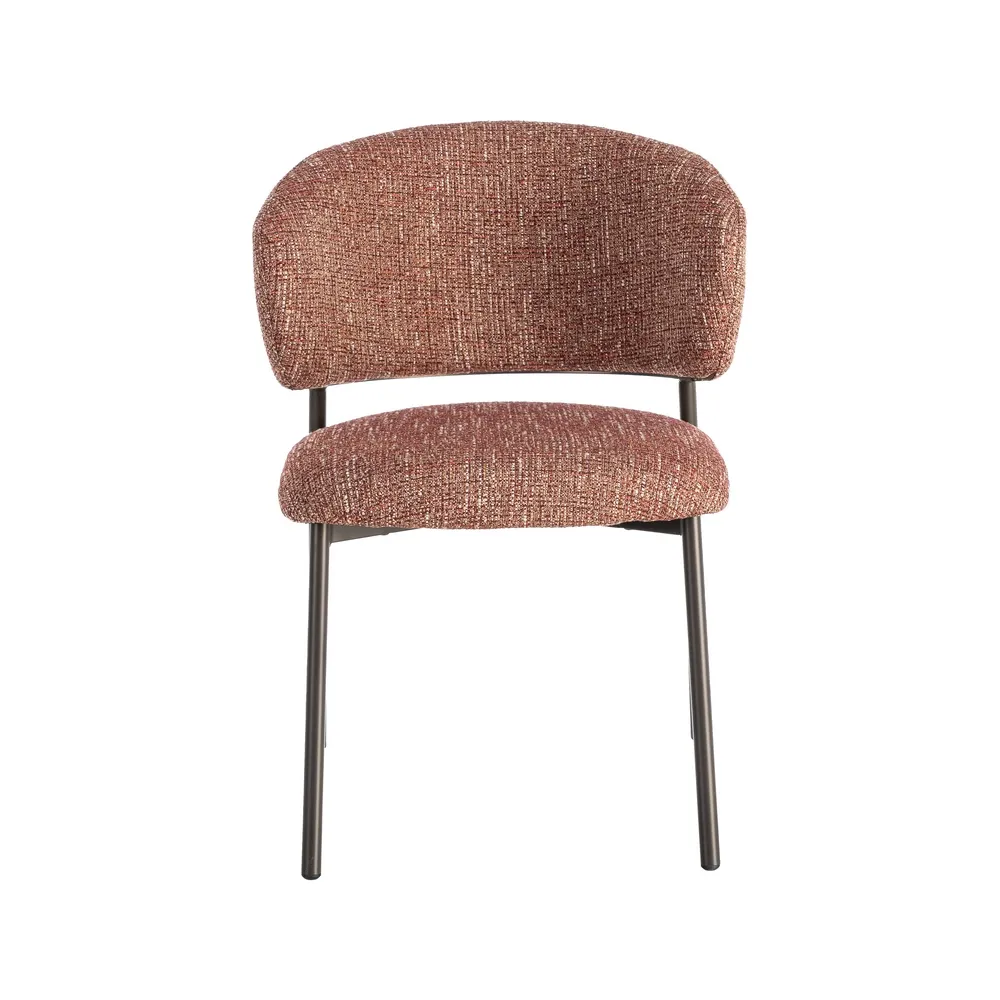 Set 2 scaune dining și Horeca tapițate stofă roșu marmorat și bază metalică [3]