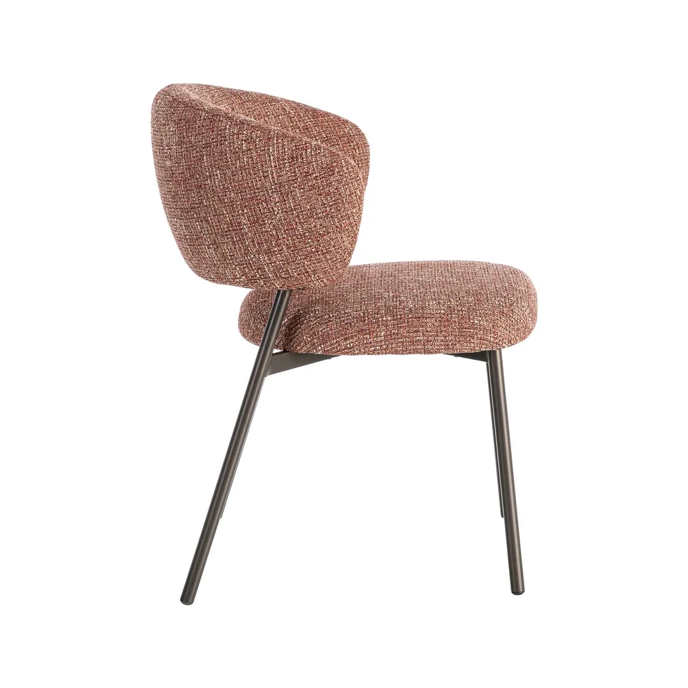 Set 2 scaune dining și Horeca tapițate stofă roșu marmorat și bază metalică [4]