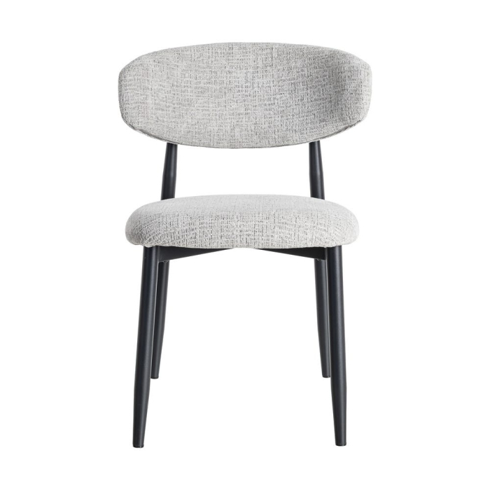 Set 2 scaune dining tapițate gri cu picioare metalice negre [4]