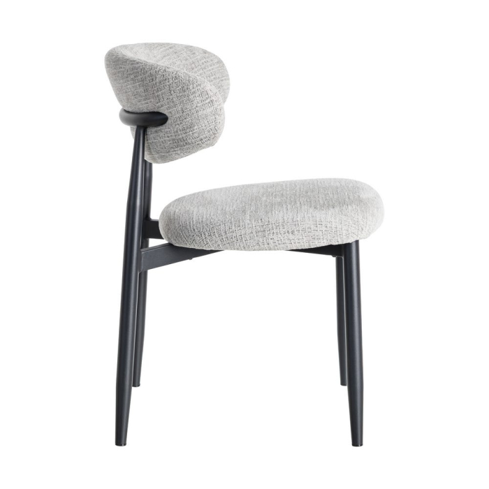 Set 2 scaune dining tapițate gri cu picioare metalice negre [5]