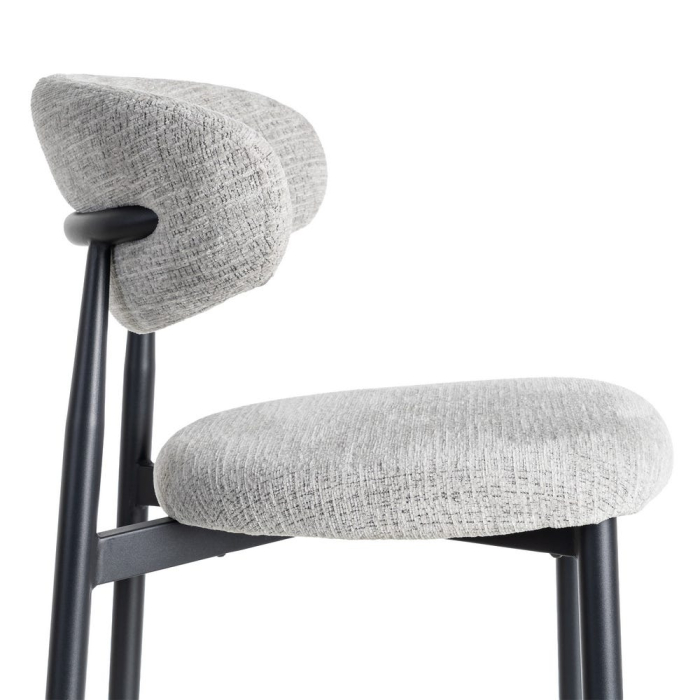 Set 2 scaune dining tapițate gri cu picioare metalice negre [8]