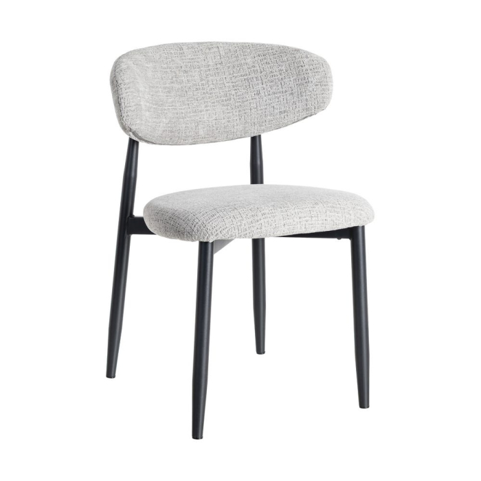 Set 2 scaune dining tapițate gri cu picioare metalice negre [3]