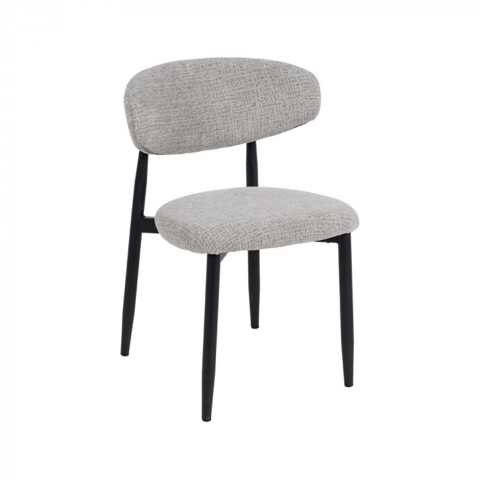 Set 2 scaune gri tapițate cu picioare negre metalice – design modern Ixia [2]