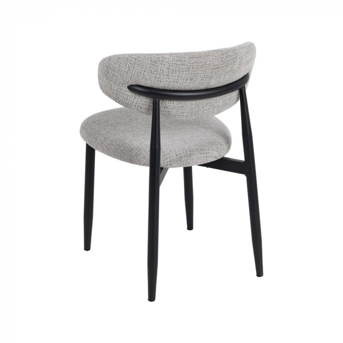 Set 2 scaune gri tapițate cu picioare negre metalice – design modern Ixia [4]