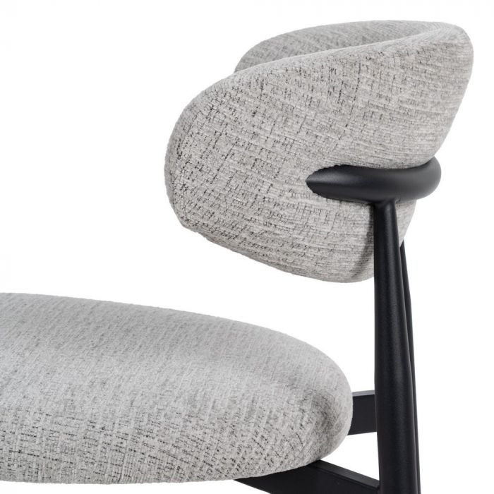Set 2 scaune gri tapițate cu picioare negre metalice – design modern Ixia [6]