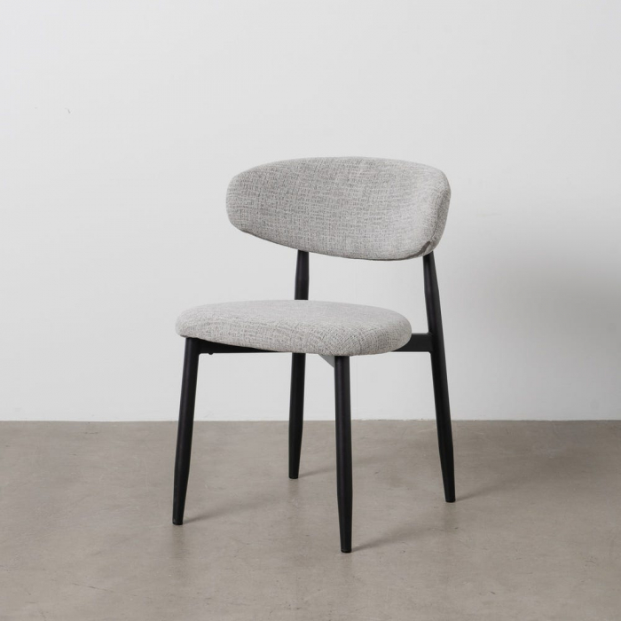 Set 2 scaune gri tapițate cu picioare negre metalice – design modern Ixia [1]