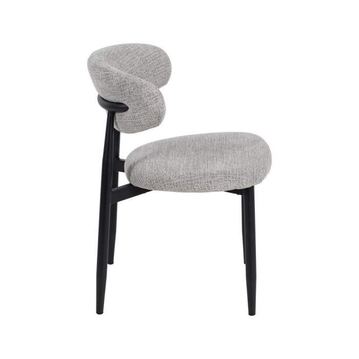 Set 2 scaune gri tapițate cu picioare negre metalice – design modern Ixia [3]