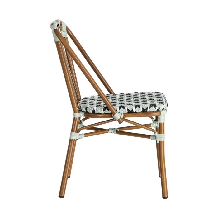 Set 2 scaune HoReCa de exterior stivuibile din aluminiu și ratan sintetic în verde și alb [5]