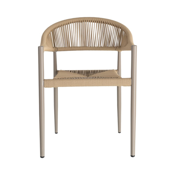 Set 2 scaune HoReCa exterior din aluminiu și ratan PE bej [8]