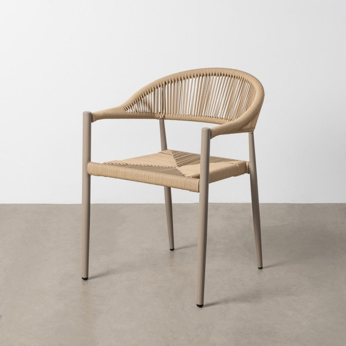 Set 2 scaune HoReCa exterior din aluminiu și ratan PE bej [2]