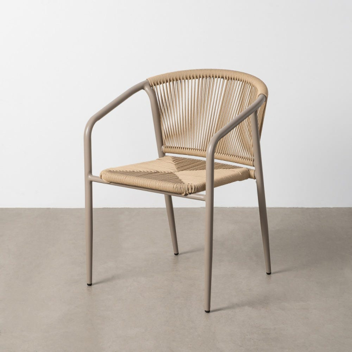 Set 2 scaune HoReCa exterior aluminiu ratan PE bej [2]