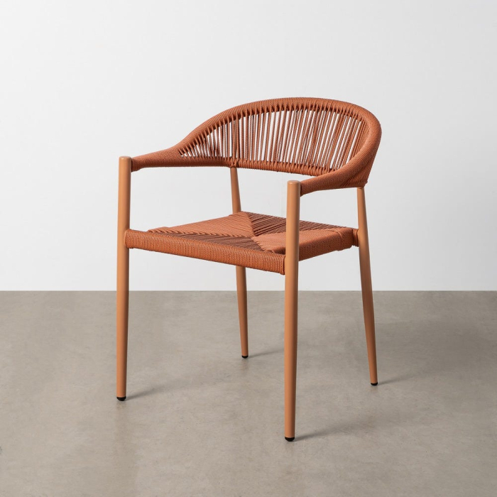 Set 2 scaune HoReCa exterior din aluminiu și ratan PE terracotta [2]