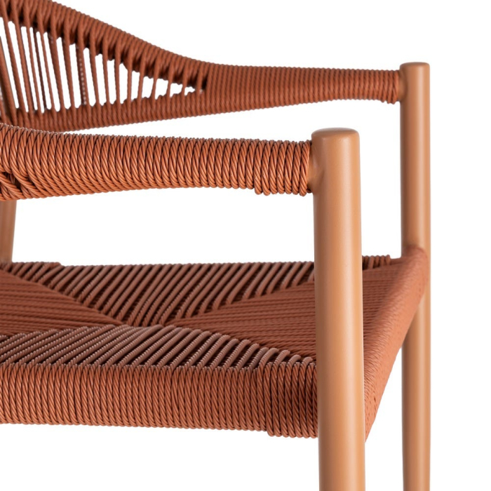 Set 2 scaune HoReCa exterior din aluminiu și ratan PE terracotta [2]