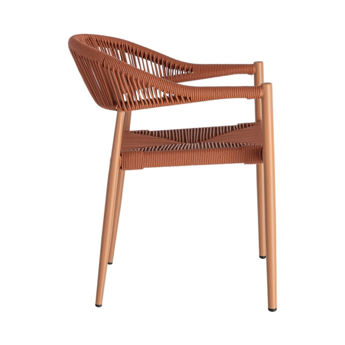 Set 2 scaune HoReCa exterior din aluminiu și ratan PE terracotta [5]