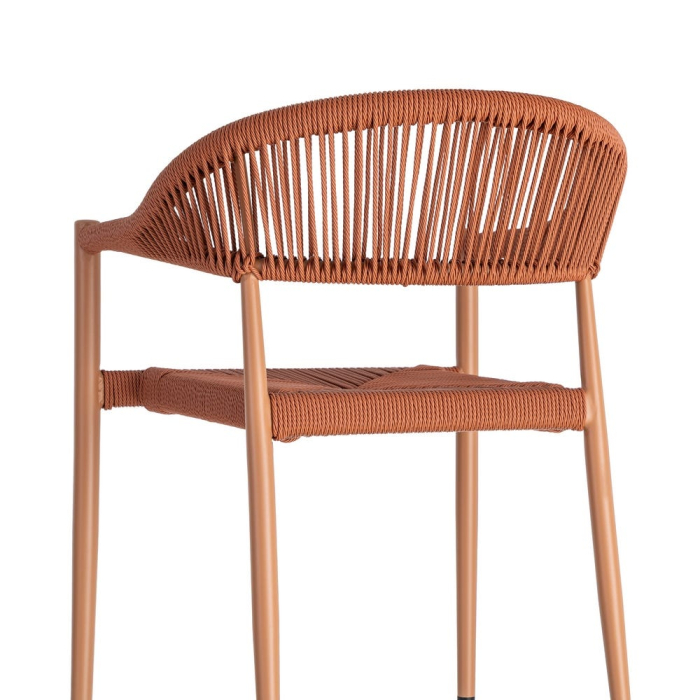 Set 2 scaune HoReCa exterior din aluminiu și ratan PE terracotta [4]