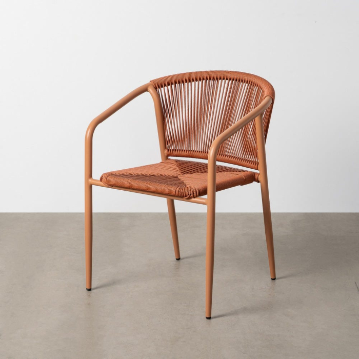 Set 2 scaune HoReCa exterior aluminiu ratan PE terracotta [2]