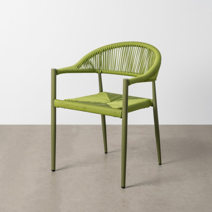 Set 2 scaune HoReCa exterior aluminiu ratan PE verde [2]