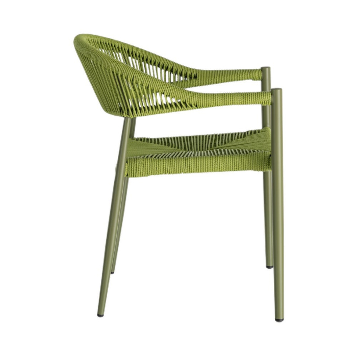 Set 2 scaune HoReCa exterior aluminiu ratan PE verde [5]