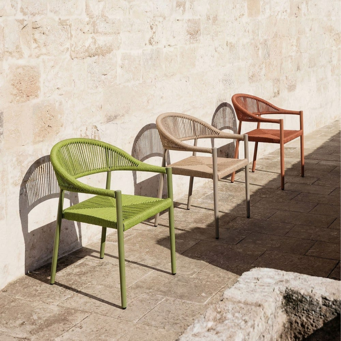 Set 2 scaune HoReCa exterior aluminiu ratan PE verde [13]