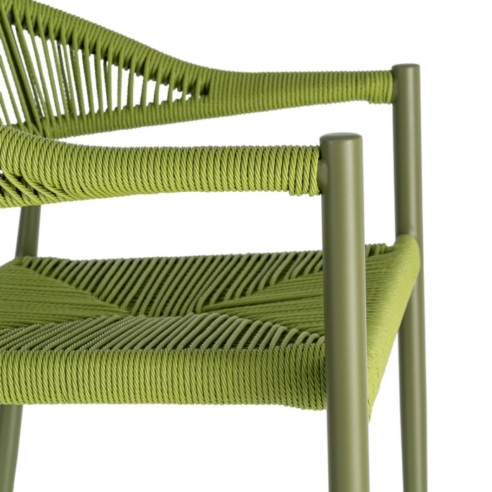 Set 2 scaune HoReCa exterior aluminiu ratan PE verde [2]