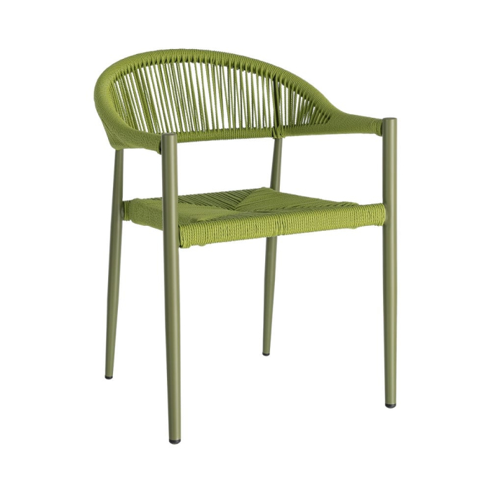 Set 2 scaune HoReCa exterior aluminiu ratan PE verde [11]
