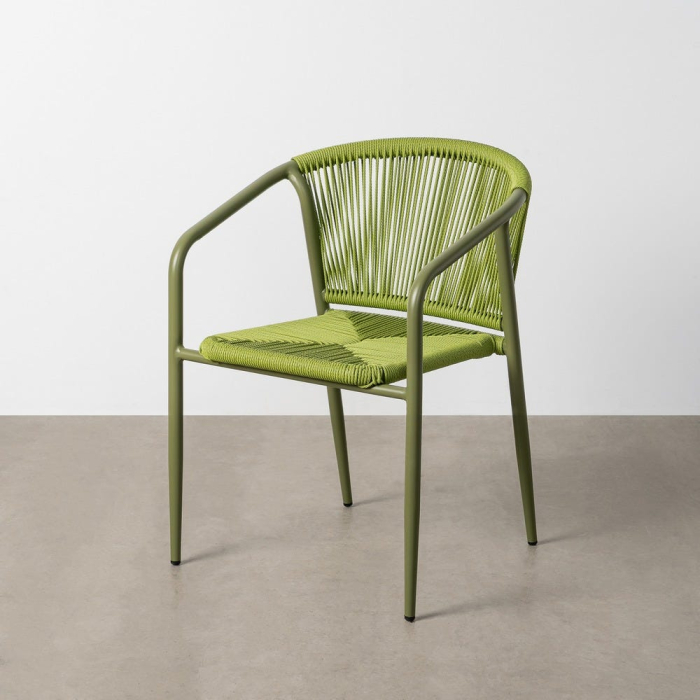 Set 2 scaune HoReCa exterior aluminiu ratan PE verde [12]