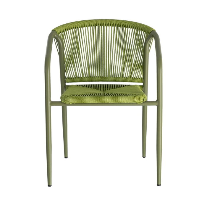 Set 2 scaune HoReCa exterior aluminiu ratan PE verde [8]