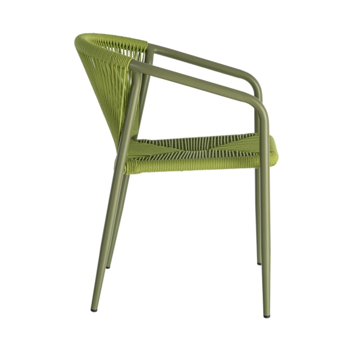 Set 2 scaune HoReCa exterior aluminiu ratan PE verde [5]