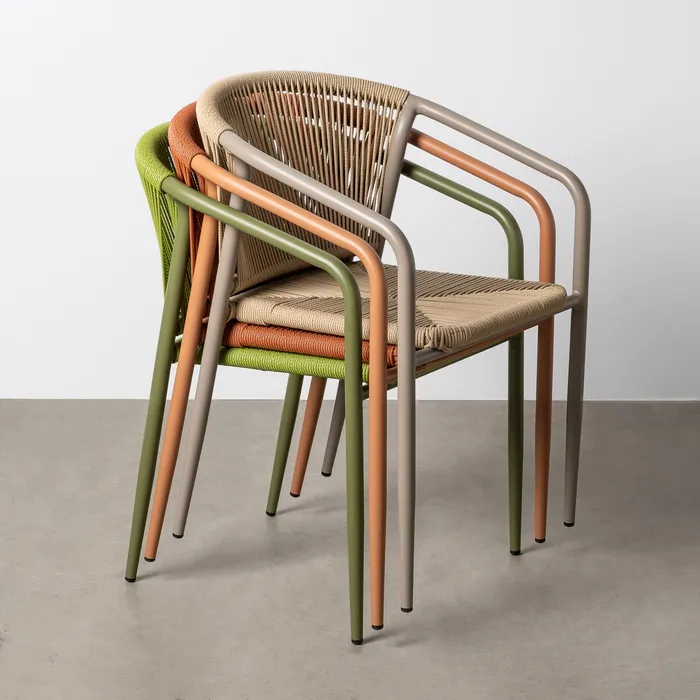 Set 2 scaune HoReCa exterior aluminiu ratan PE verde [3]